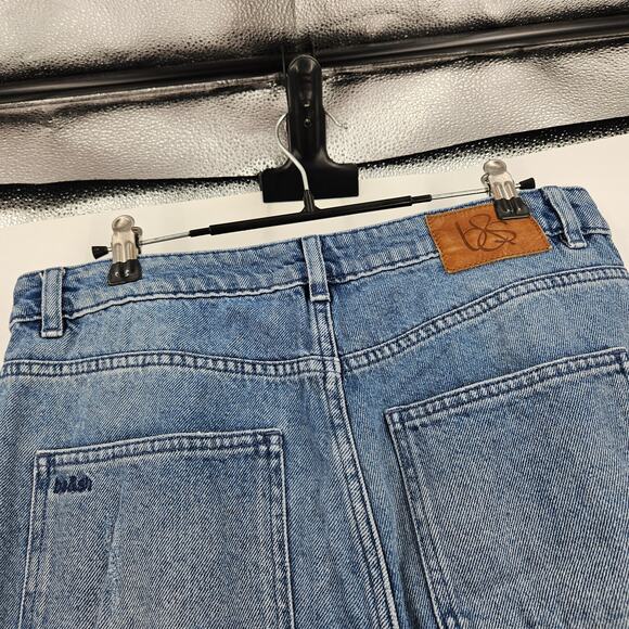 Ba&sh Jeans Blue Medium Wash Mid-Rise Straight Tapered Ankle Crop Denim Size 2 - Picture 4 of 7